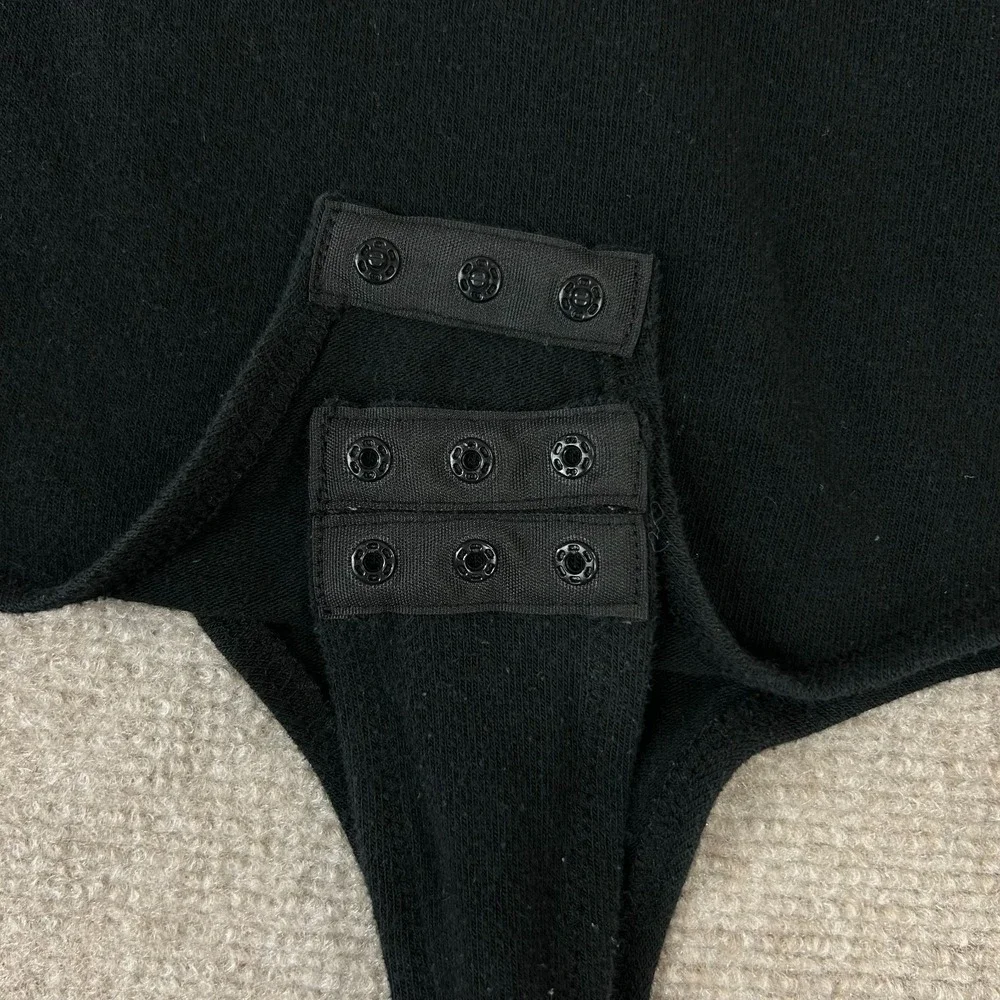 Madewell Bodysuit Womens‎ Medium Black Cotton Stretch Round Neck Short Sleeves